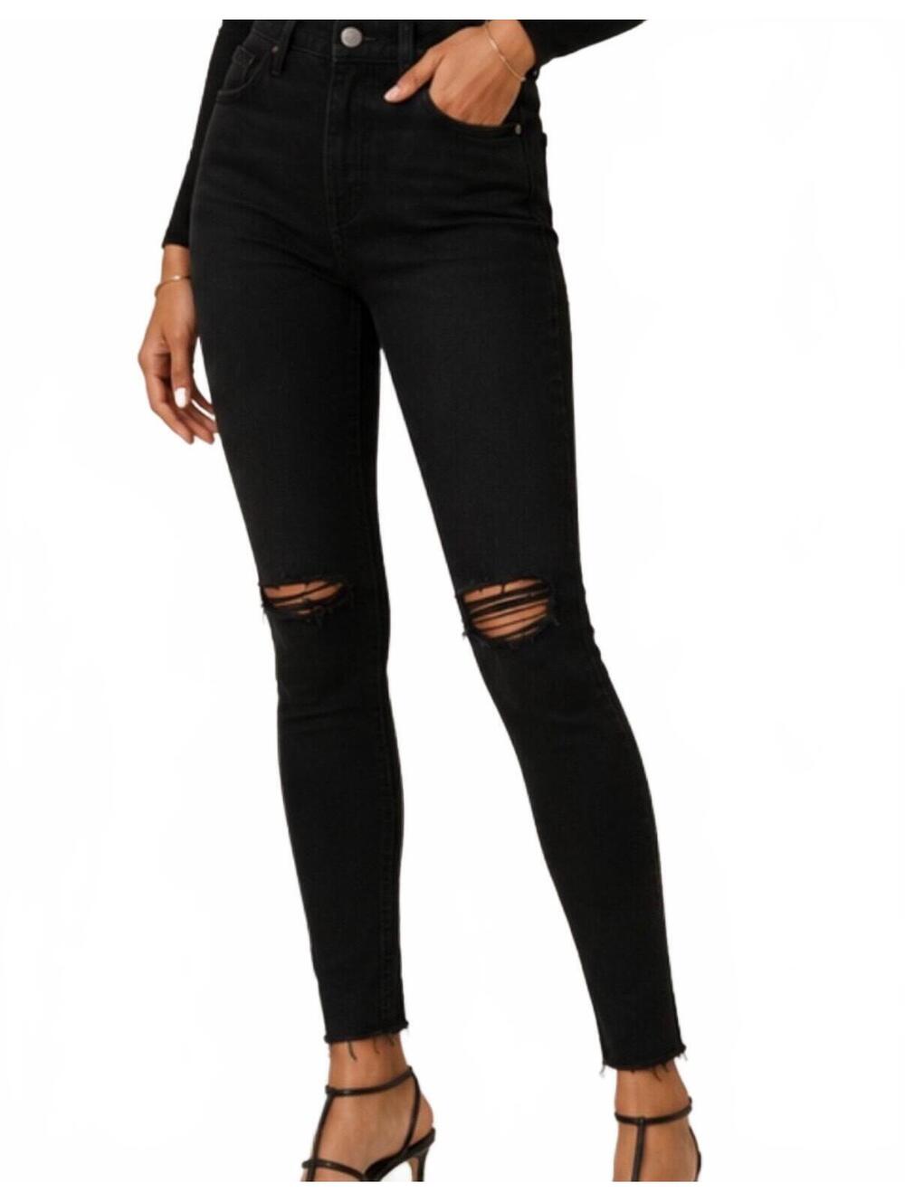 AG Adriano Goldschmied Farrah High Rise Skinny Distressed Black Jeans 29